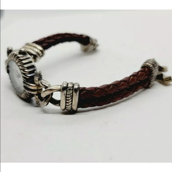 Vintage Brighton Savanna watch silver plate & brown leather strap # E - Picture 8 of 13